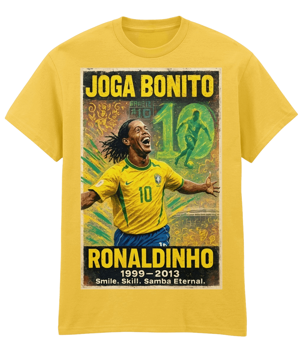 RONALDINHO Joga Bonito Brazil Yellow Fanart T-shirt