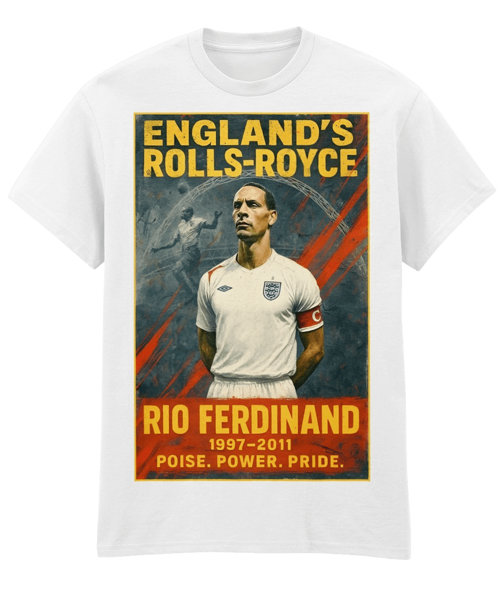Rio Ferdinand England's Rolls Royce White Fanart T-shirt