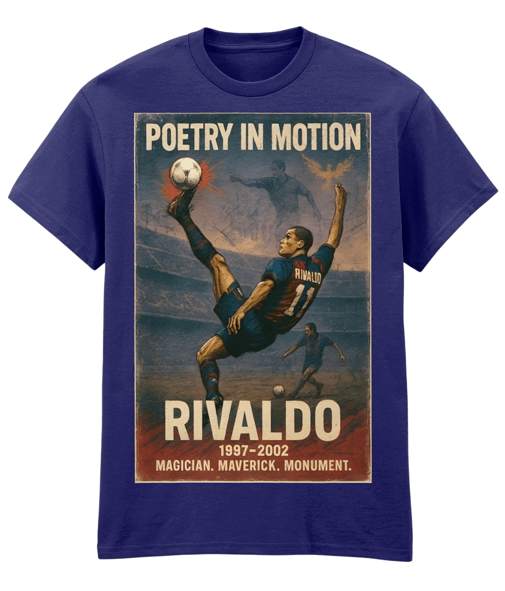 Rivaldo Poetry In Motion Barca Blue Fanart T-shirt