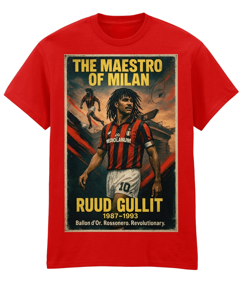 Ruud Gullit The Maestro of Milan Red Fanart T-shirt