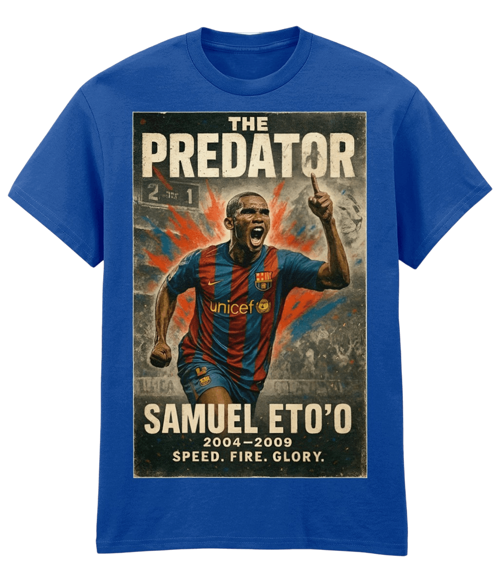 Samuel Eto's The Predator Barcelona Blue Fanart T-shirt