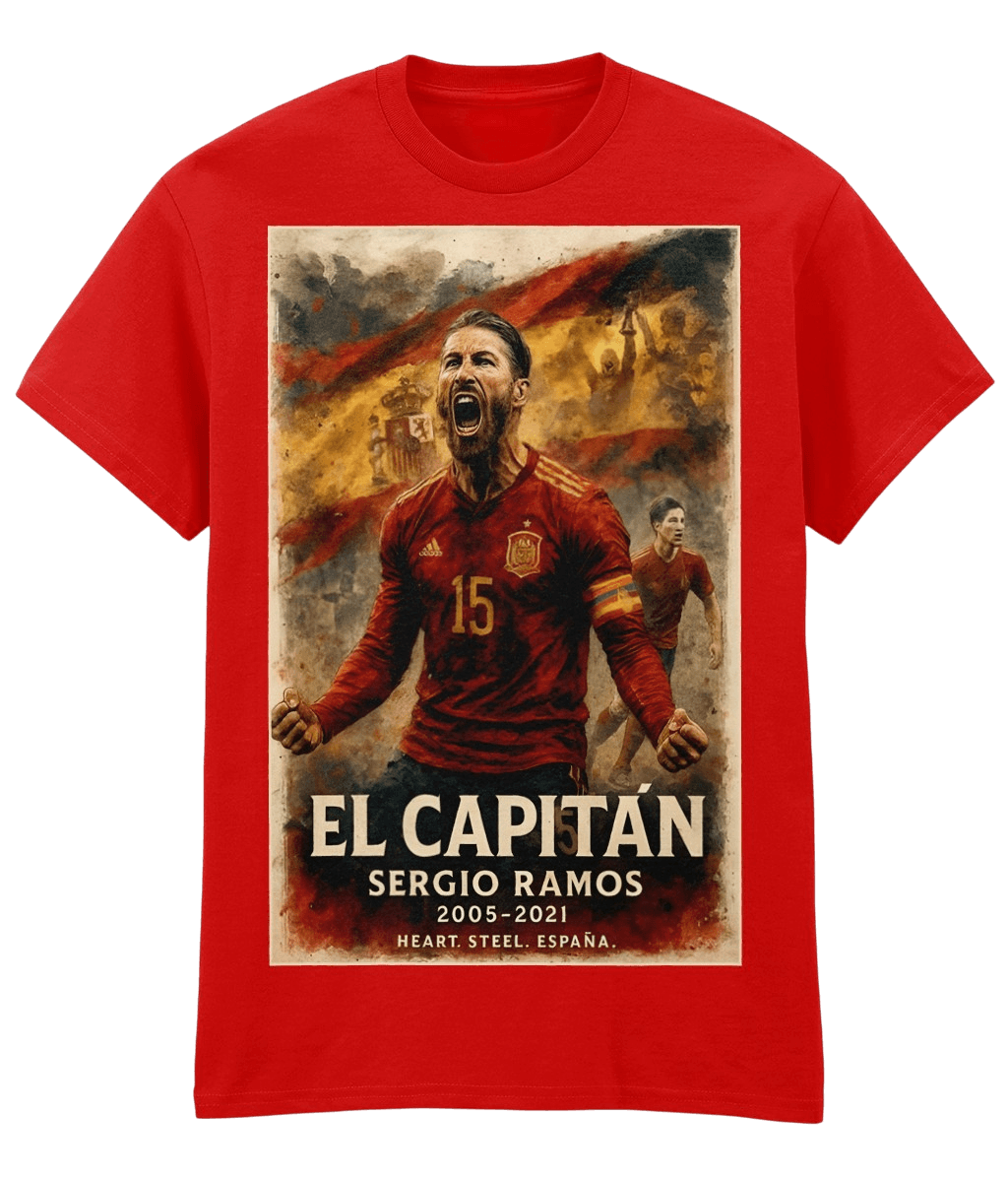 Sergio Ramos EL CAPITAN Spain Red Fanart T-shirt
