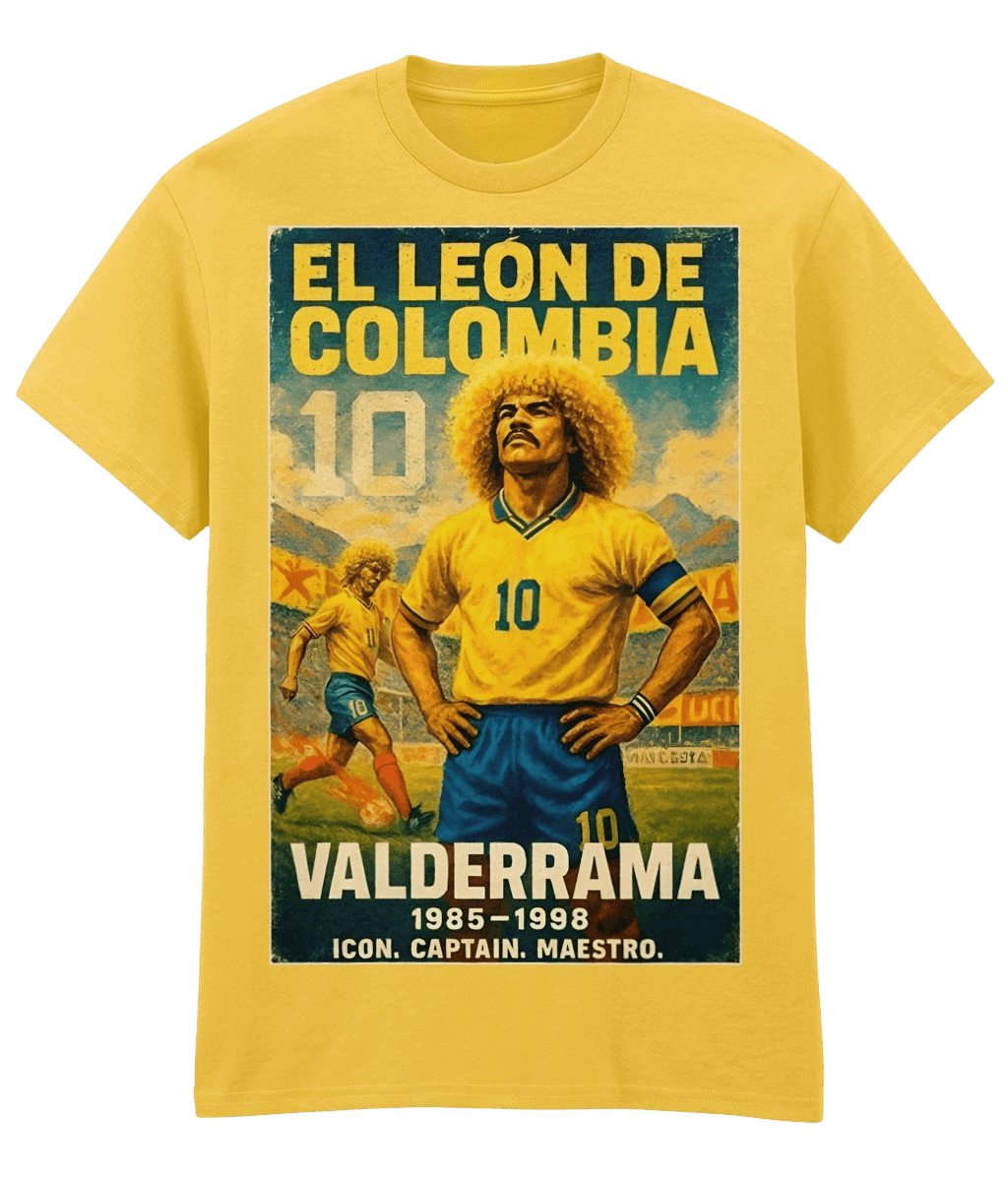 VALDERRAMA El Leon De Colombia Yellow Fanart T-shirt