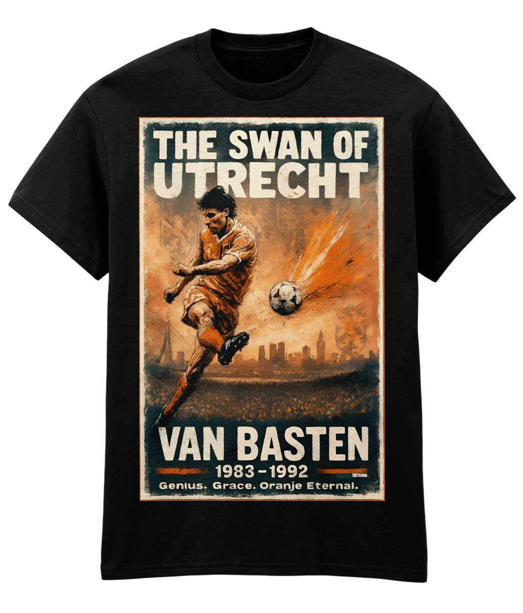 VAN BASTEN The Swan Of Utrecht Black Fanart T-shirt