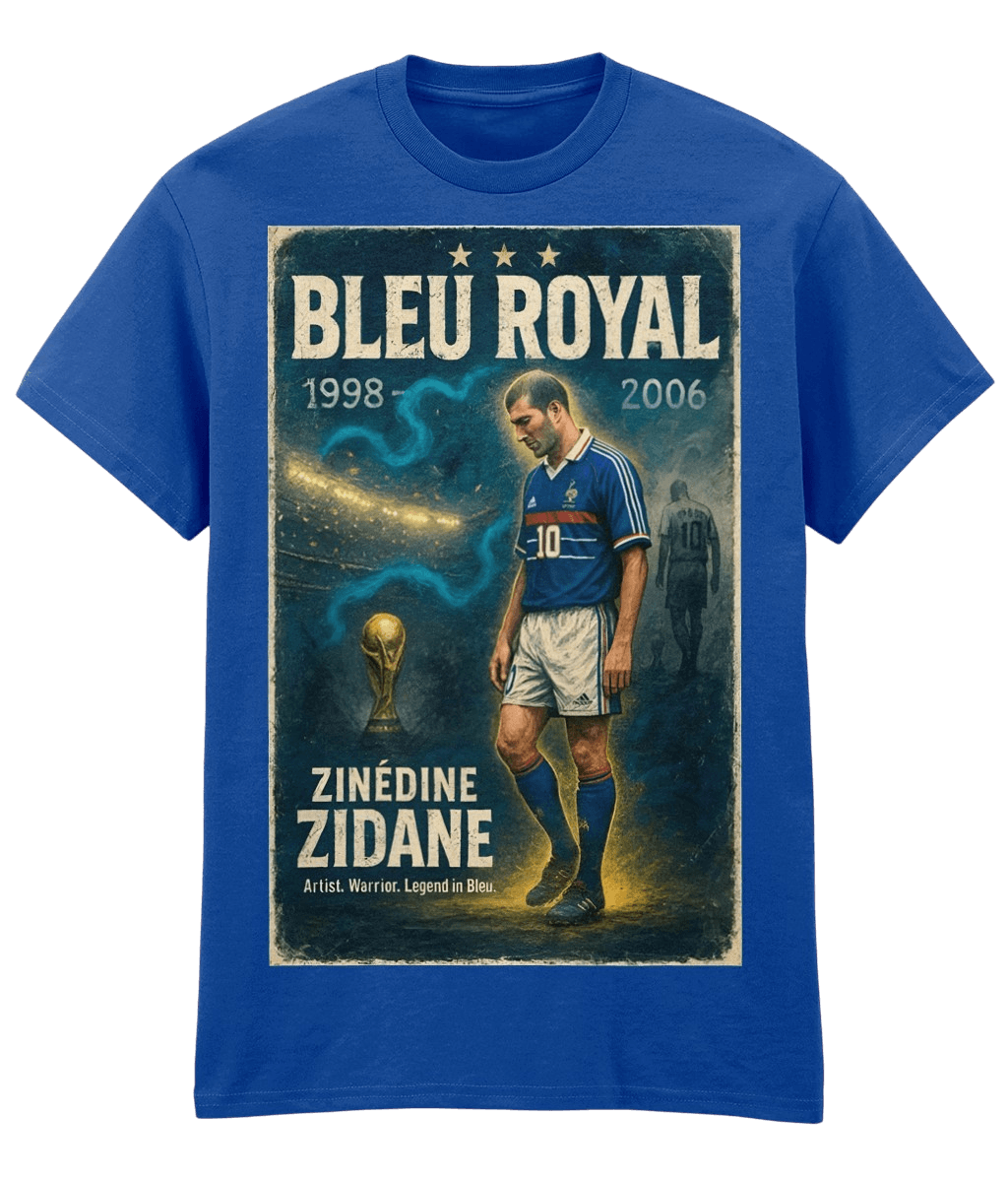Zinedine Zidane BLEU ROYAL Blue Fanart T-shirt