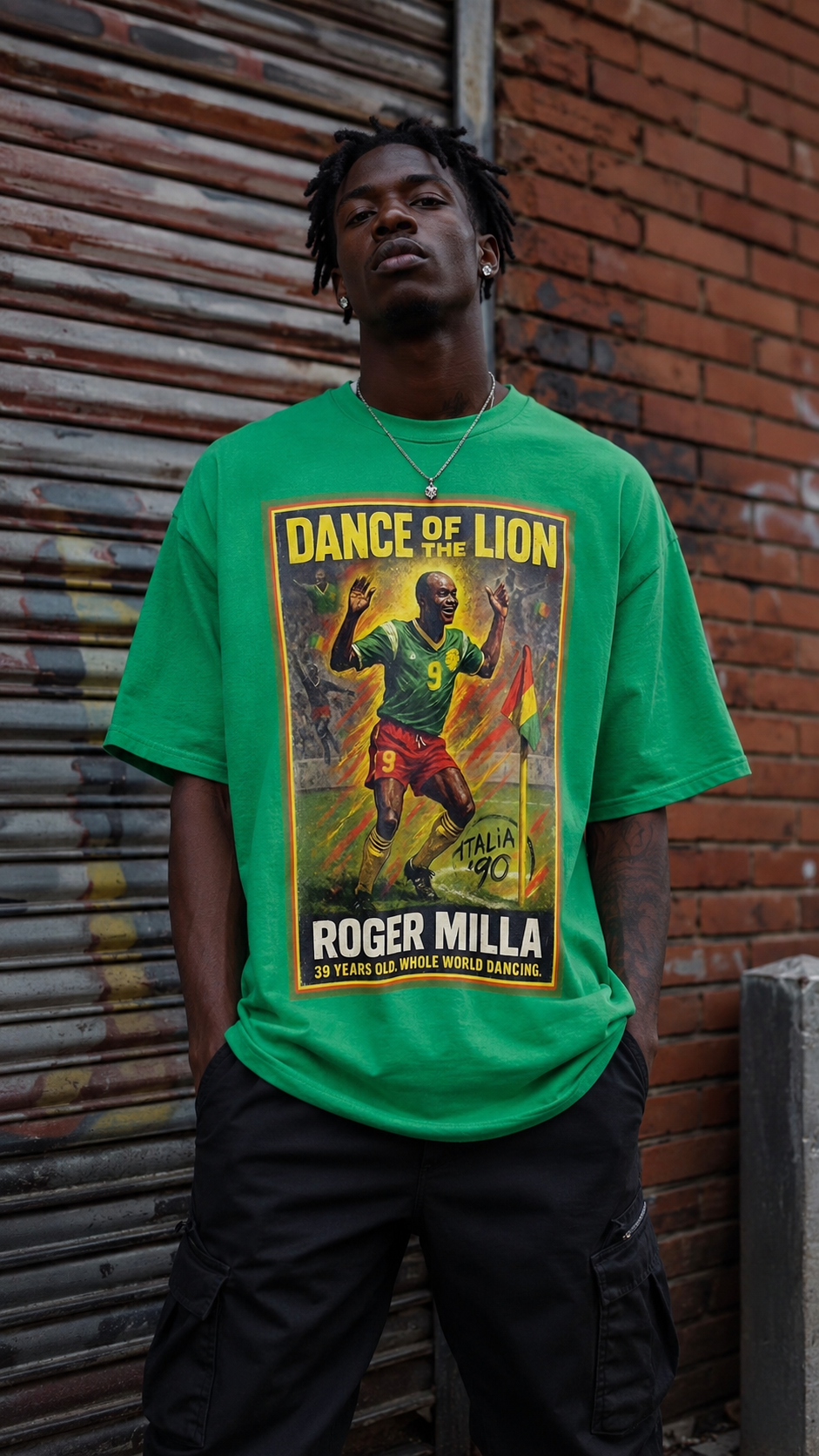 Roger Milla Dance Of The Lion Green Fanart T-shirt